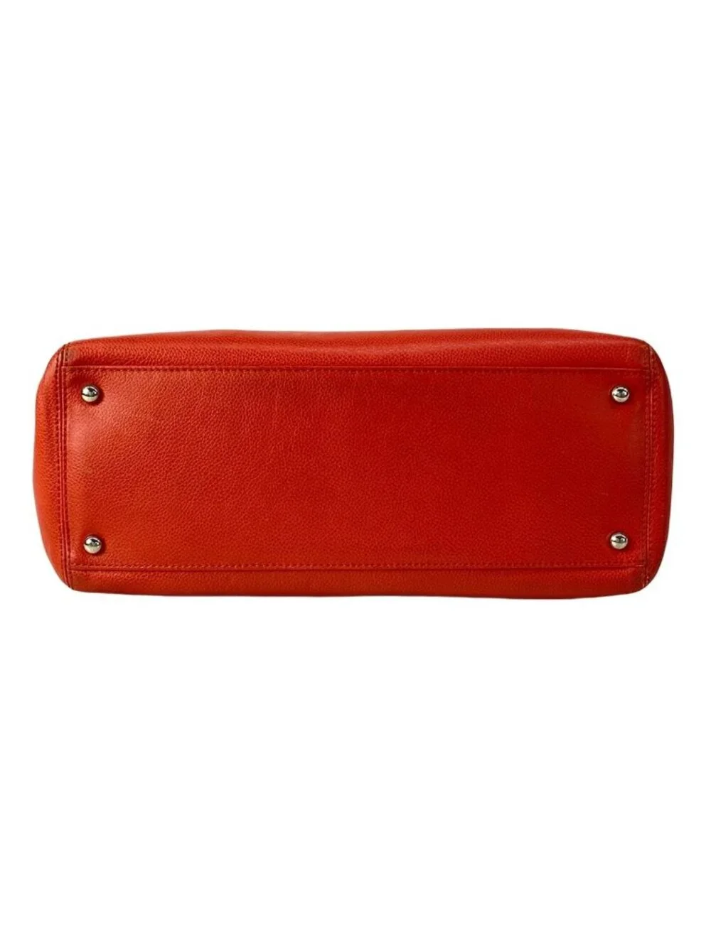 Chanel Tote Executive Line Orange Silver Leather